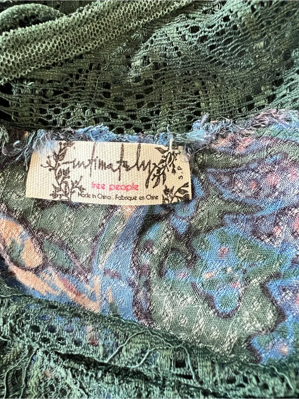 Free People Marsha Teal Green Lace Mock Neck Mini Slip Dress Tunic Size S